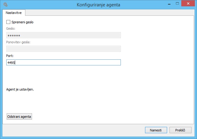 Konfiguriranje agenta